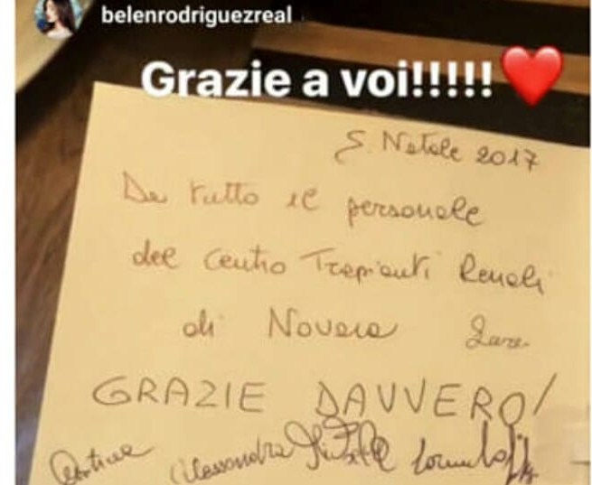 Belen: donazioni all'ospedale Maggiore scoperte su Instagram