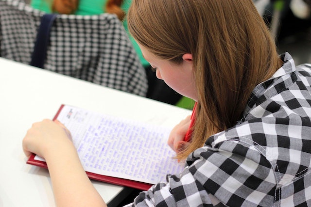 studente studiare scrivere